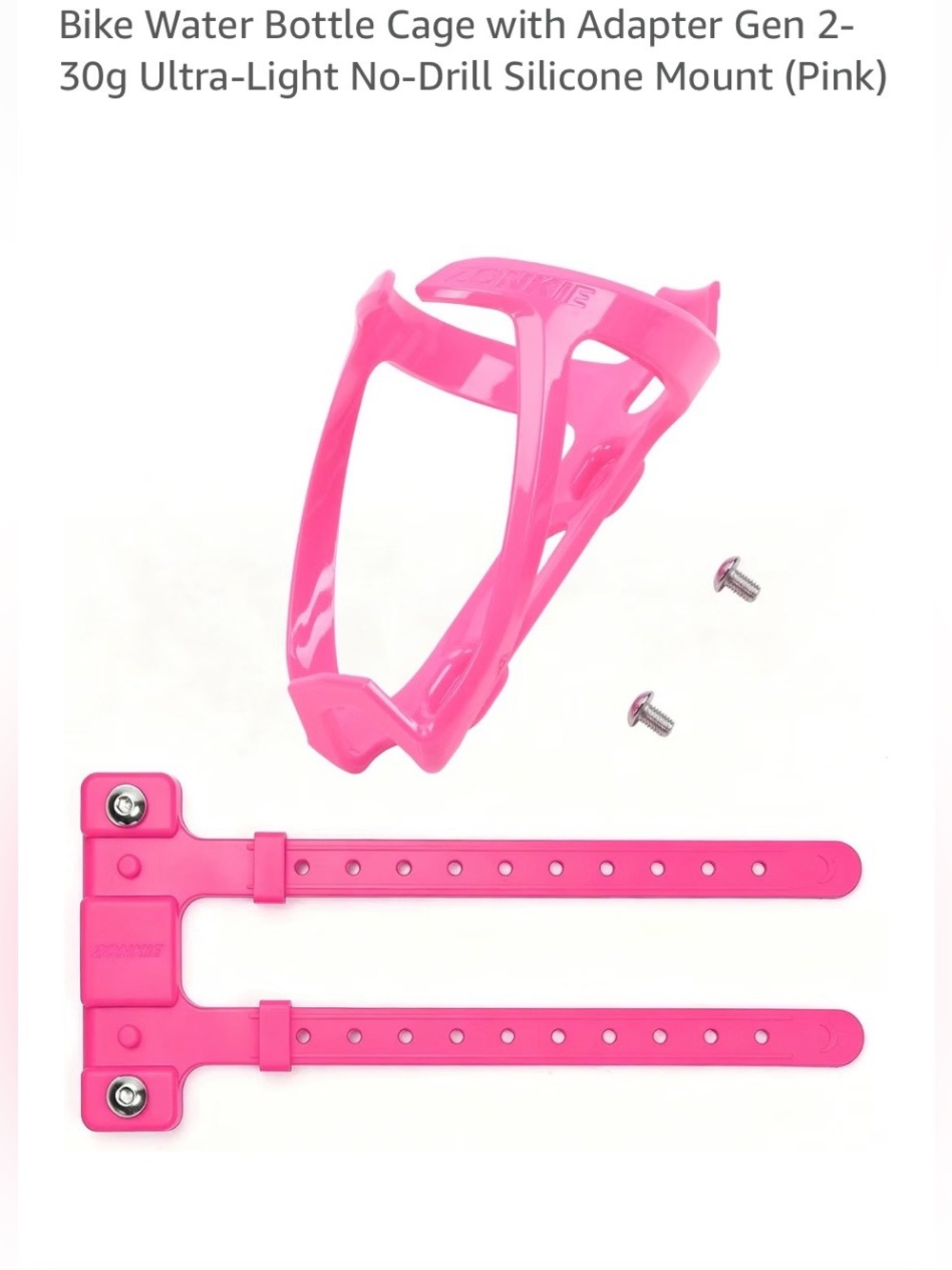 Pink Bike Water Bottle Cage with Silicone Mount